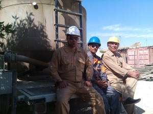 Talib Hashim with others  Oil workers in Basra / October 2014