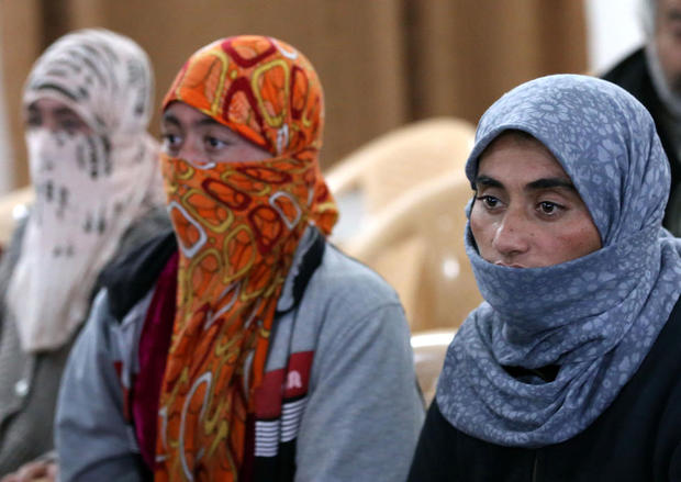 Yazidi women who were released in January after being held by IS for more than five months (AFP)