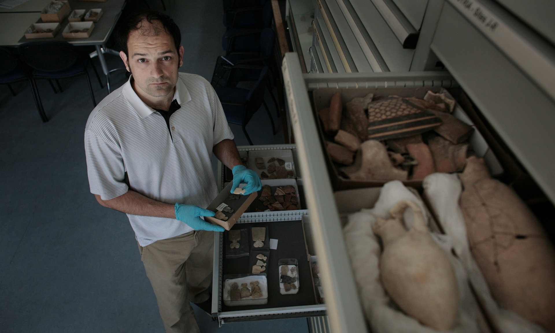 These are blood antiquities … this is funding death’ … Mark Altaweel in his laboratory at the UCL Institute of Archaeology in London. Photograph: Martin Godwin for the Guardian