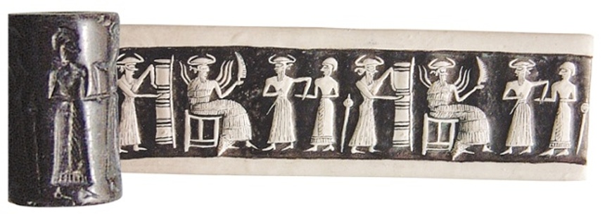 A hematite cylinder seal from Syria, of the kind that sometimes turn up for sale in Europe. Photograph: Directorate General of Antiquities and Museums, Damascus