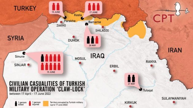 A denouncement of Killing civilians in north of Iraq by the Turkish armed forces.